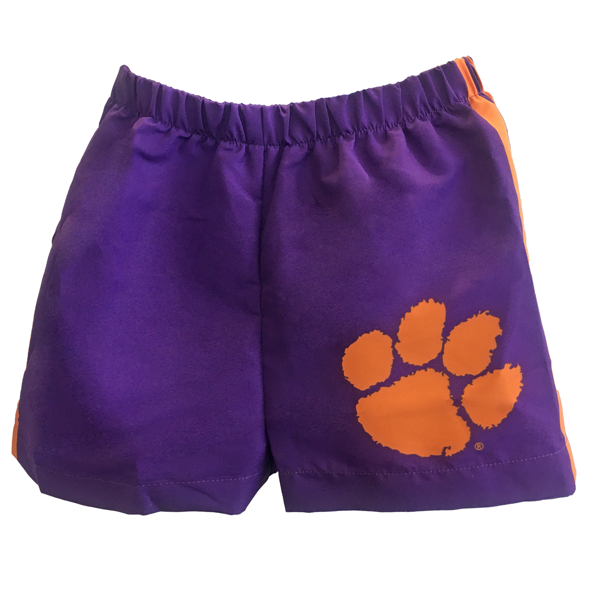 Clemson Short with Paw and Side Stripes