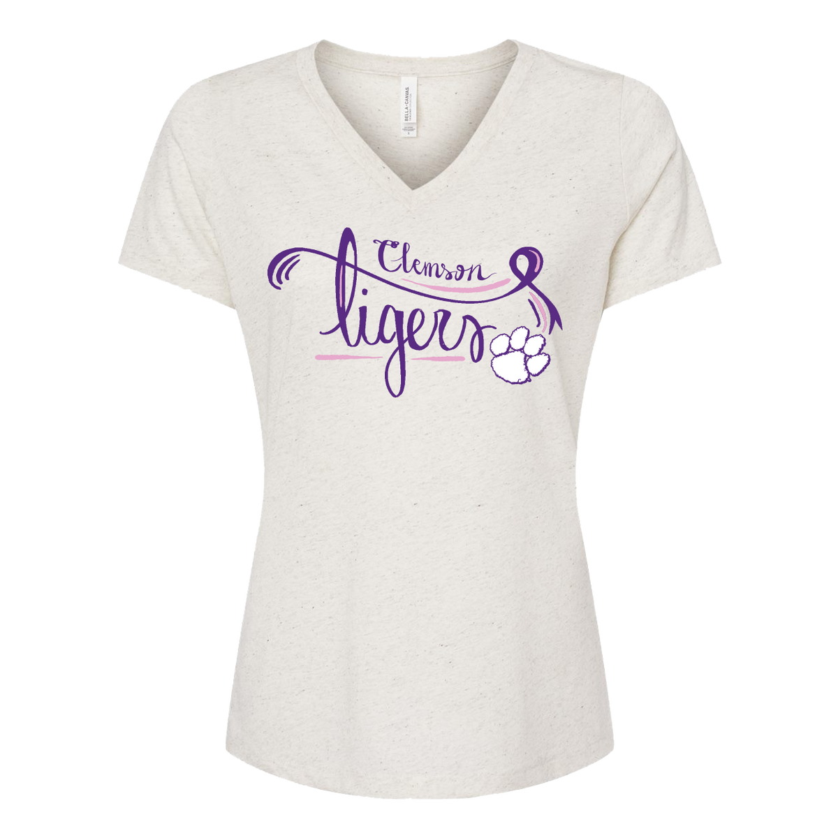Clemson Tigers Relaxed V-Neck | Ladies Fit - Oatmeal