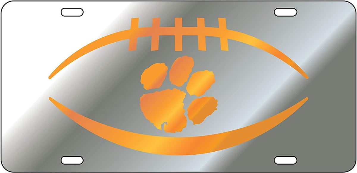Clemson Tigers Football License Plate Silver and Orange
