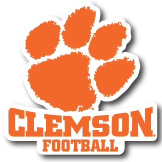 Clemson Paw Over Football Decal