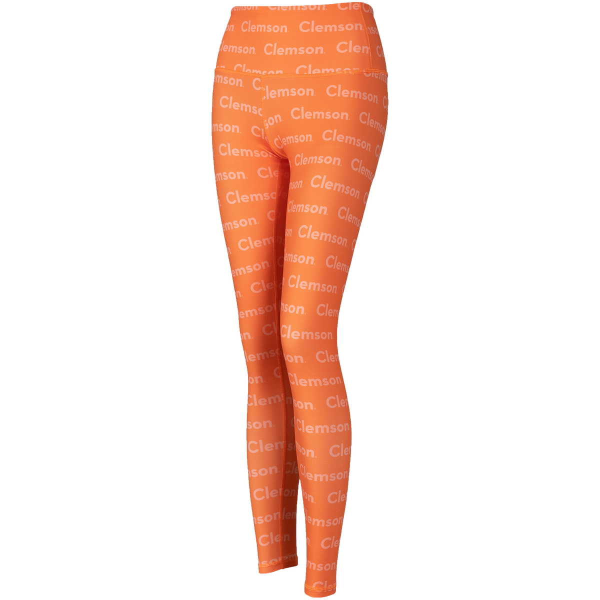 Orange Bold Leggings with White Clemson All Over