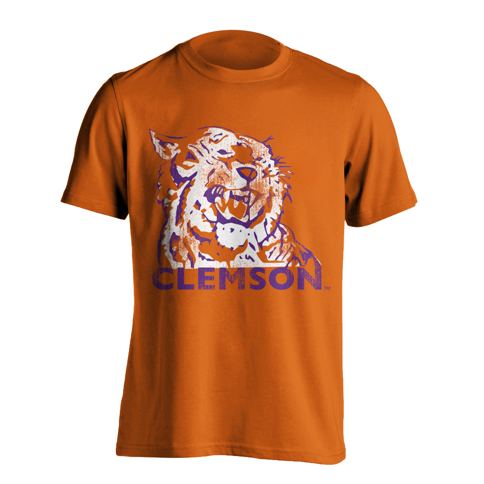 Vault Tiger with Clemson 2 Color Full Front Tee | Clemson Vault Collection