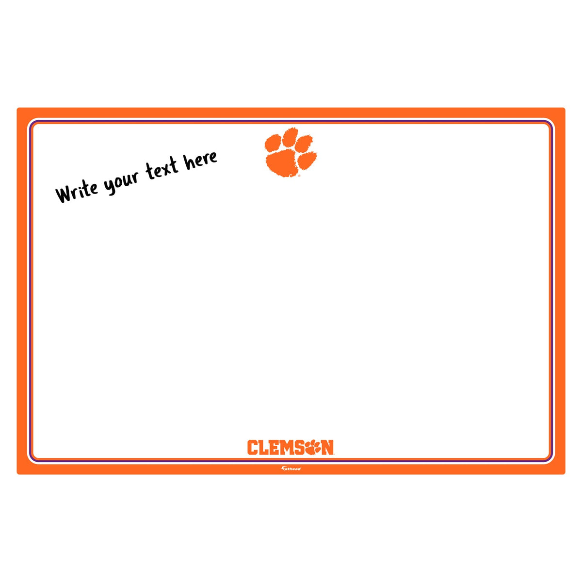 Clemson Tigers: Clemson Tigers  Dry Erase Whiteboard        - Officially Licensed NCAA Removable Wall   Adhesive Decal