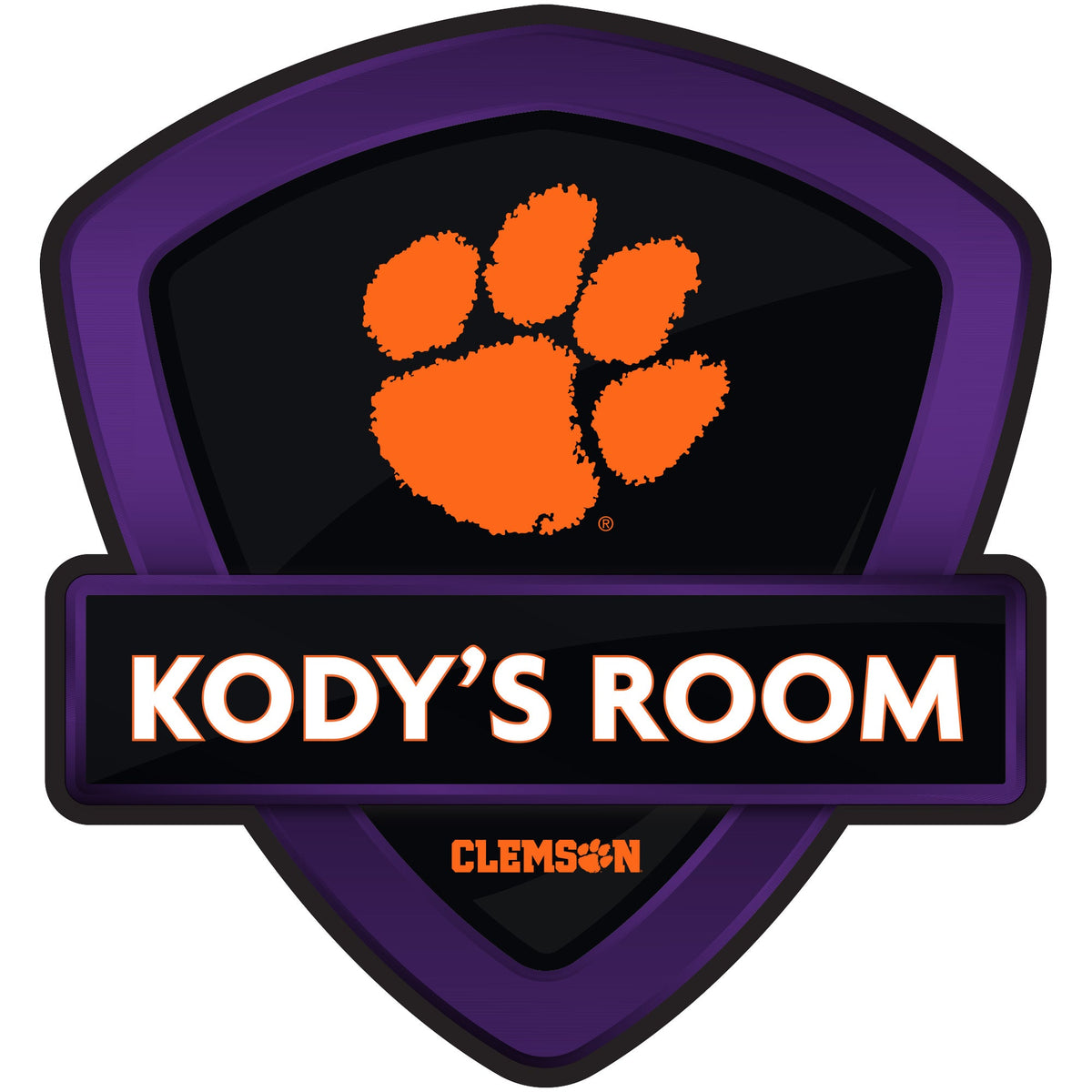 Clemson Tigers:   Badge Personalized Name        - Officially Licensed NCAA Removable     Adhesive Decal