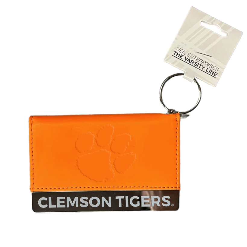 Clemson Leatherette ID Holder with Keychain