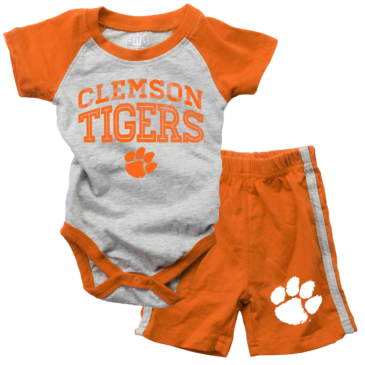 Clemson Orange Short Sleeve Raglan Hopper Set | Infant