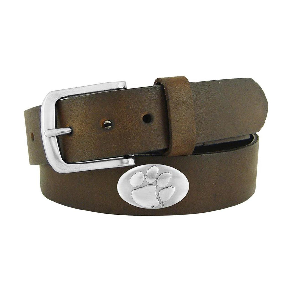 Clemson Tigers Youth Brown Leather Belt With Silver Conchos - Mr. Knickerbocker
