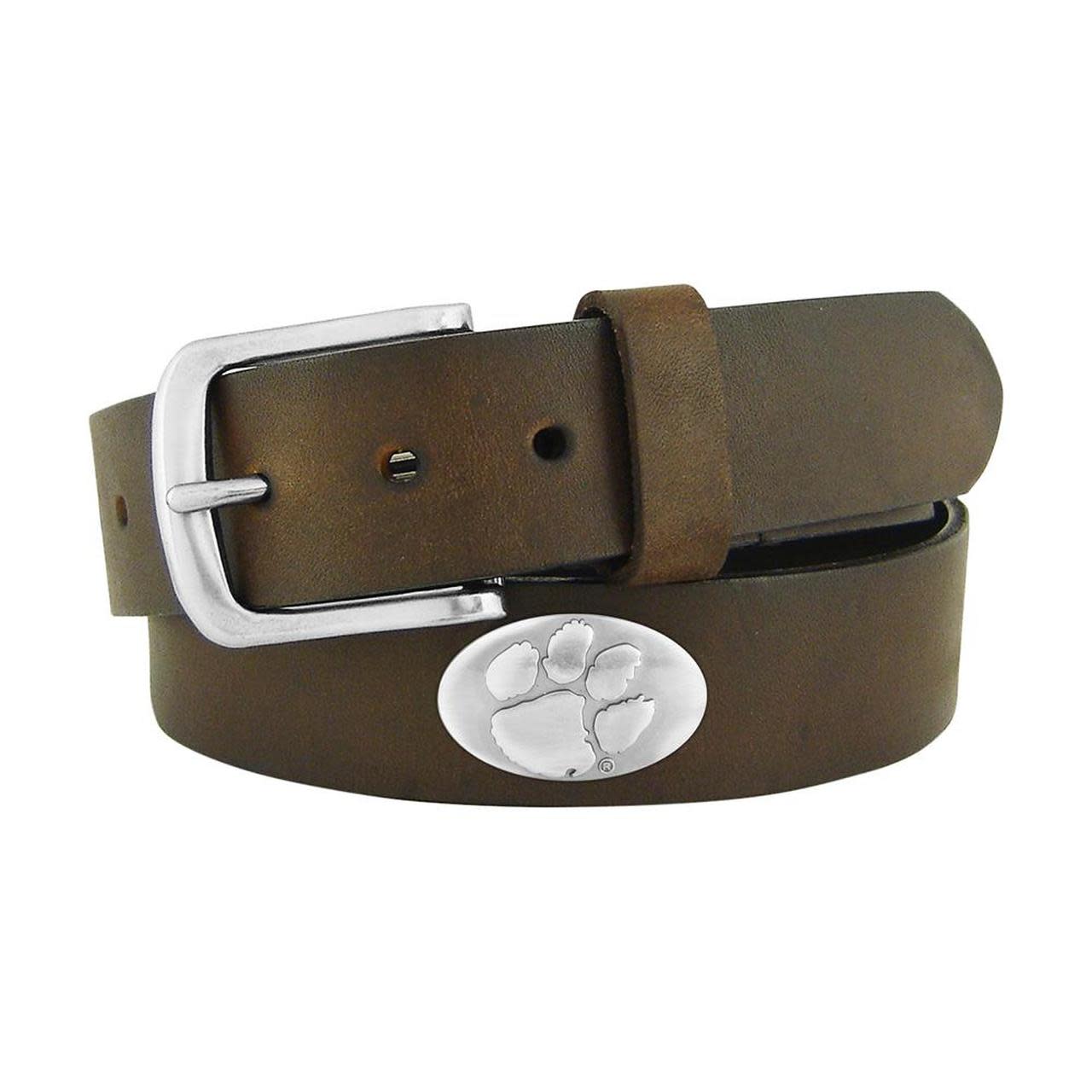 Clemson Tigers Youth Brown Leather Belt With Silver Conchos - Mr. Knickerbocker