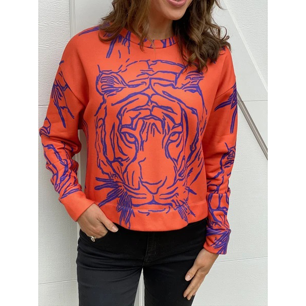 Karen Alley Orange Cropped Shirt Tiger Knickerbocker Mr. Purple with - Print