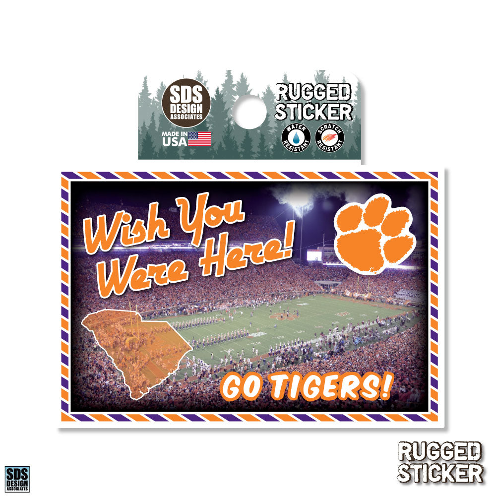 Wish You Were Here Clemson Tigers Post Card with Paw Magnet