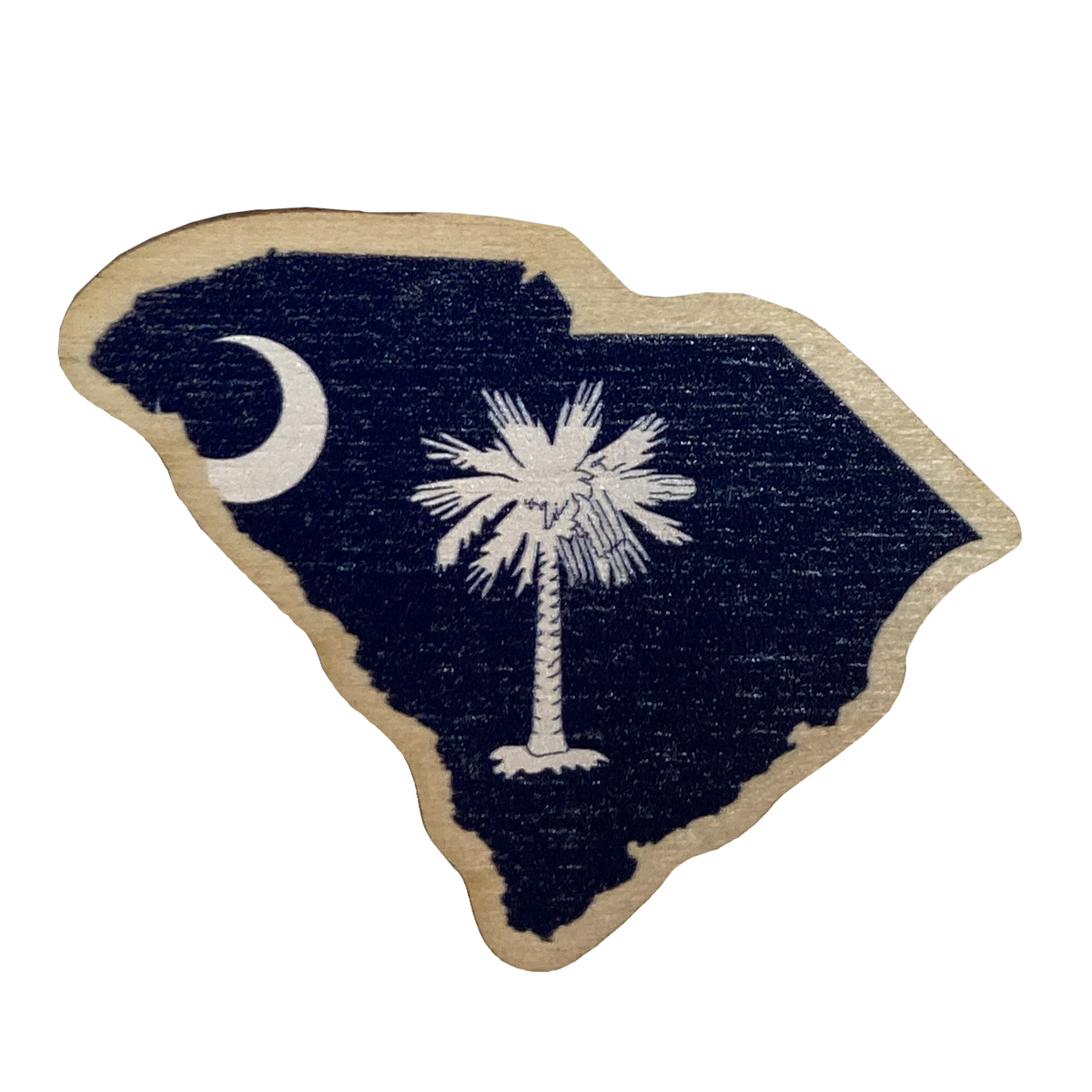 South Carolina Flag State Cutout Wooden Magnet