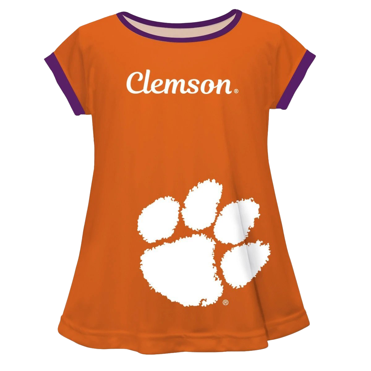 Clemson Tigers Big Logo Orange Short Sleeve Girl&#39;s Laurie Top - Youth