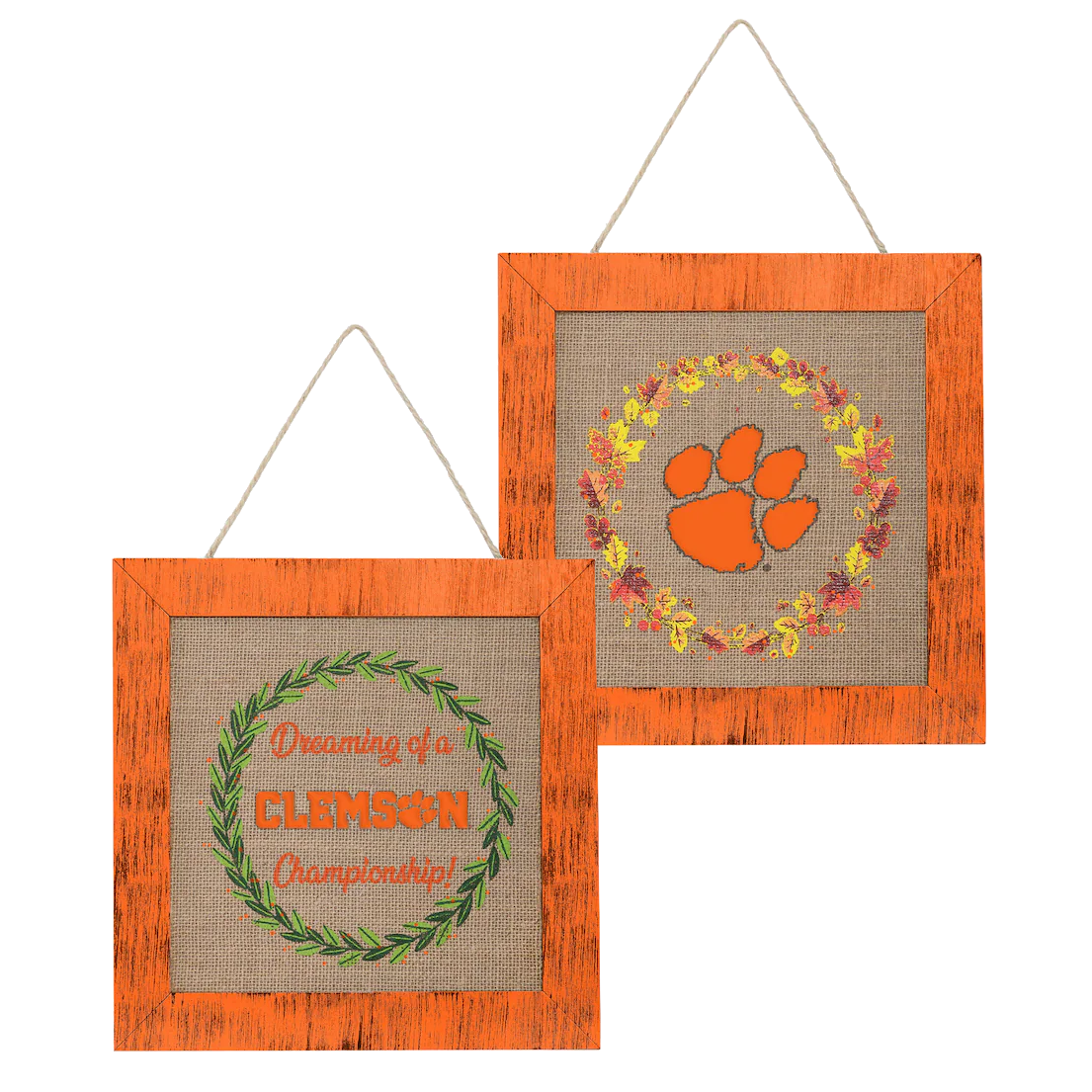CLEMSON Two-Sided Burlap Sign