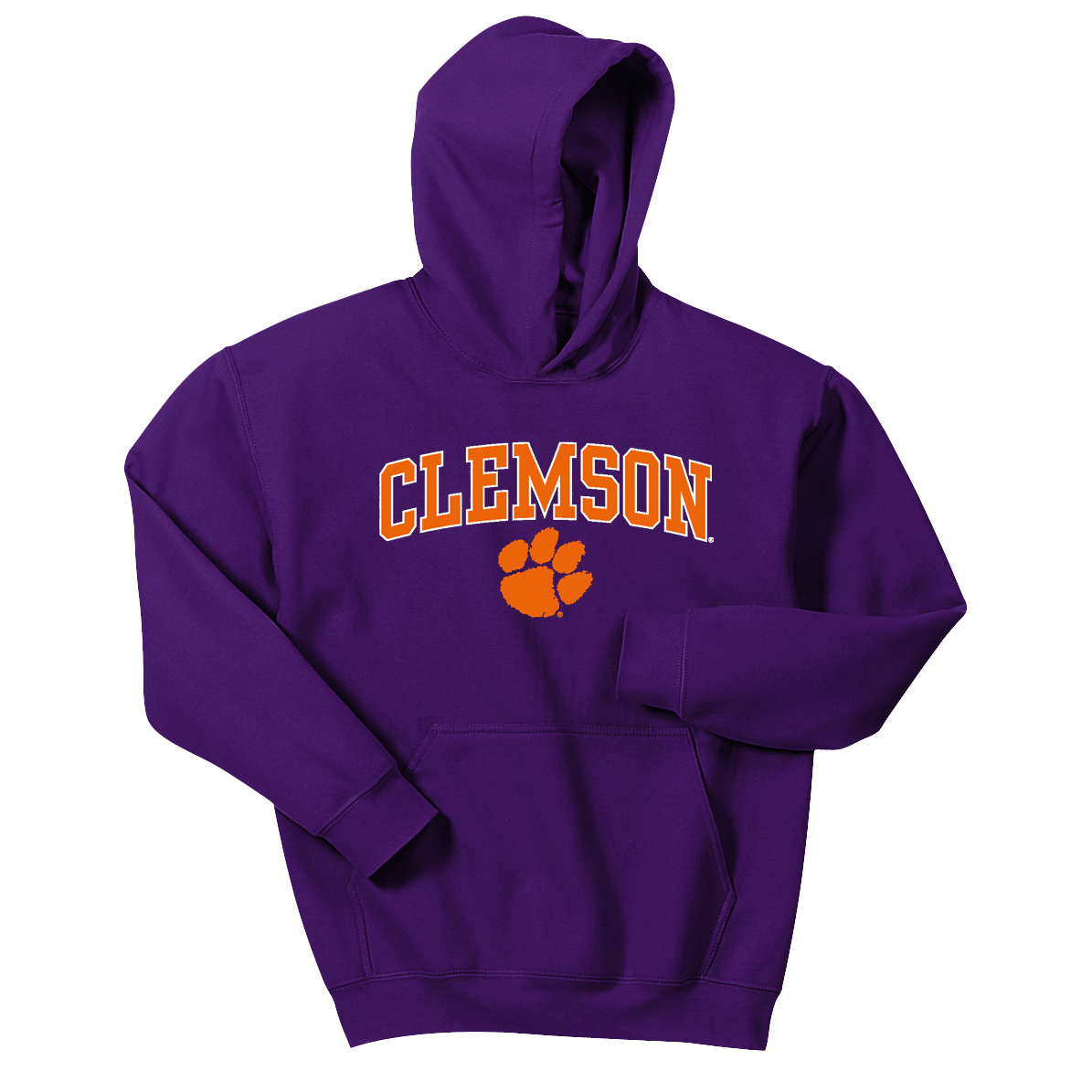 Clemson Orange and White Arch and Paw Hoodie | Youth - Purple
