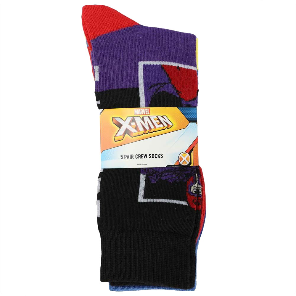 Marvel X-Men Colorblock 5 Pair Crew Socks