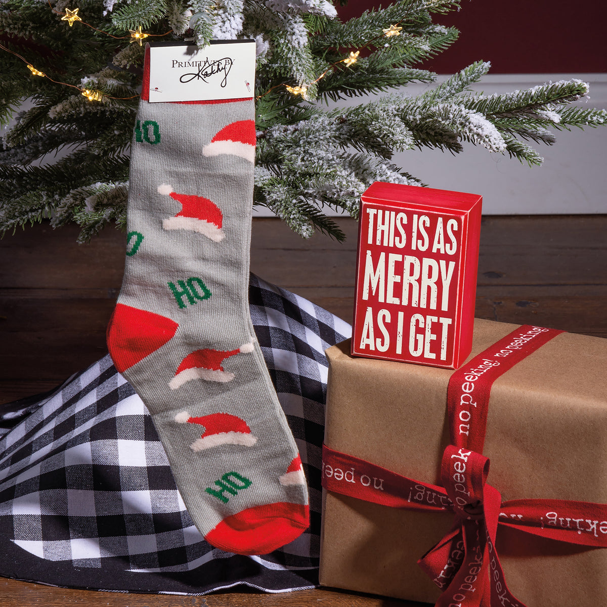 Box Sign &amp; Sock Set - This Is As Merry As I Get