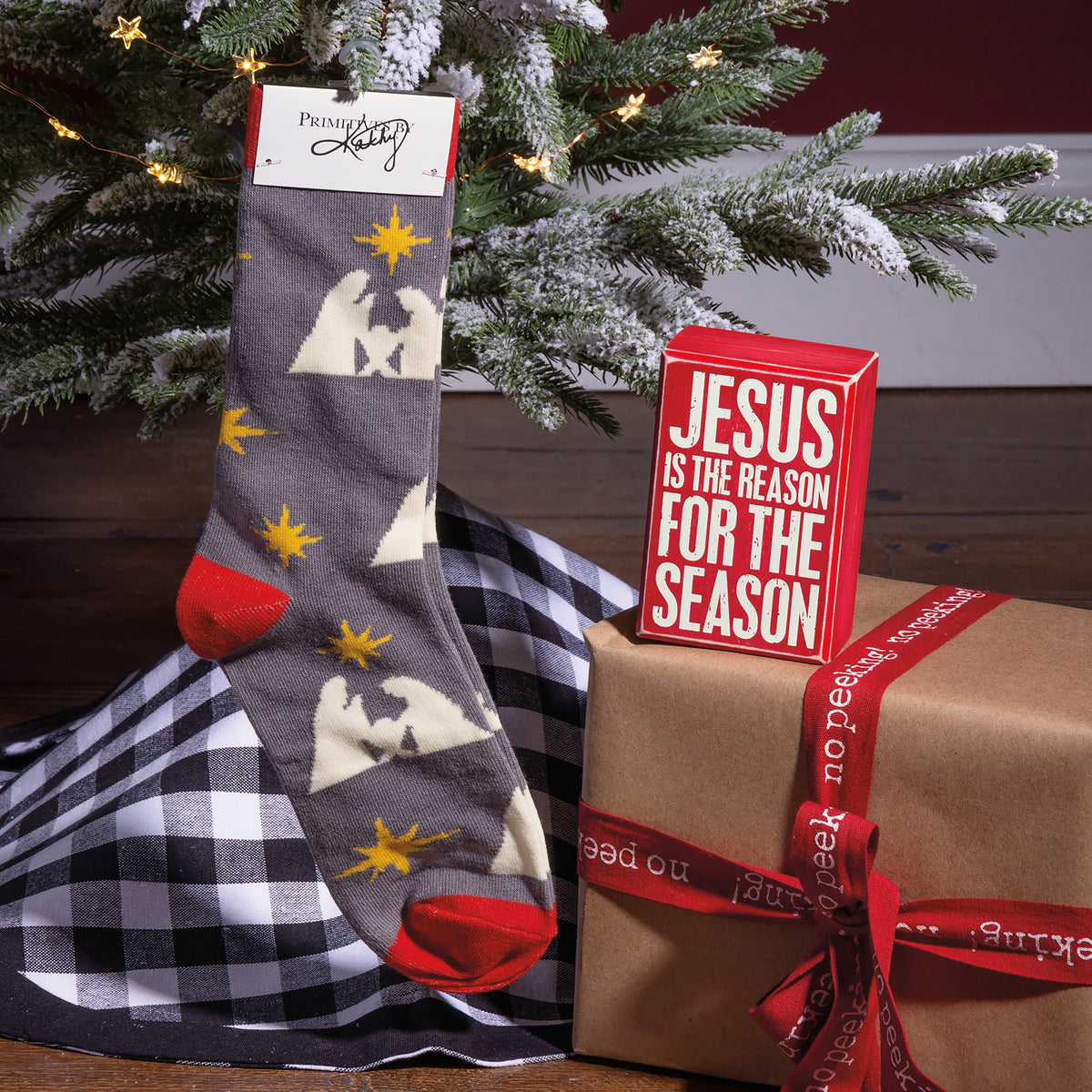 Box Sign &amp; Sock Set - Jesus Is The Reason