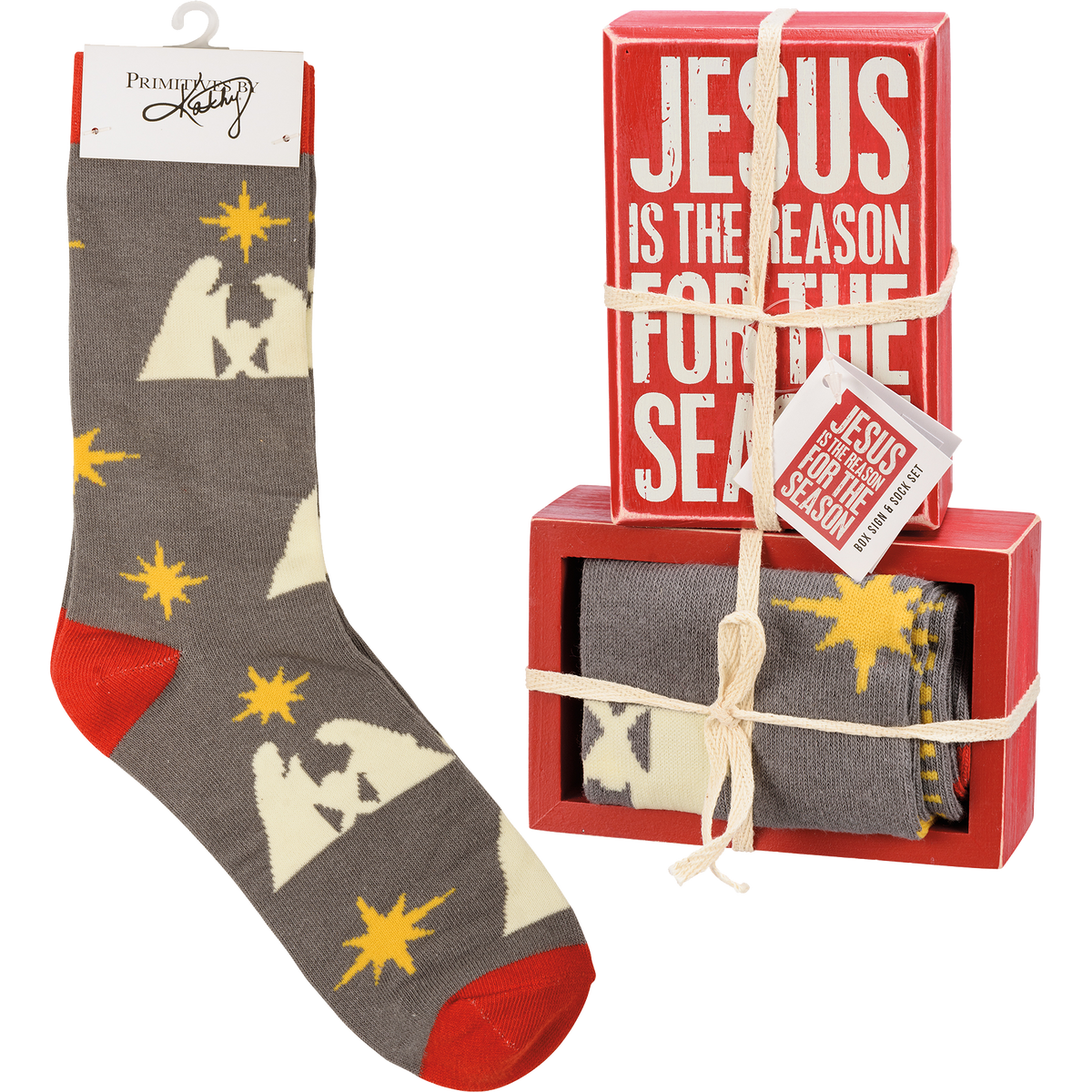 Box Sign &amp; Sock Set - Jesus Is The Reason