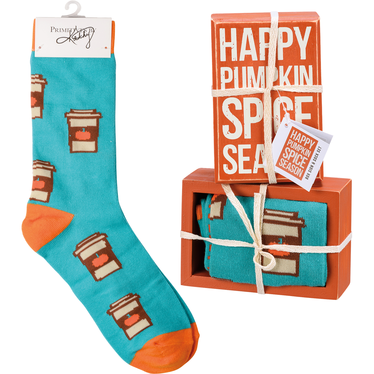 Box Sign &amp; Sock Set - Happy Pumpkin Spice Season