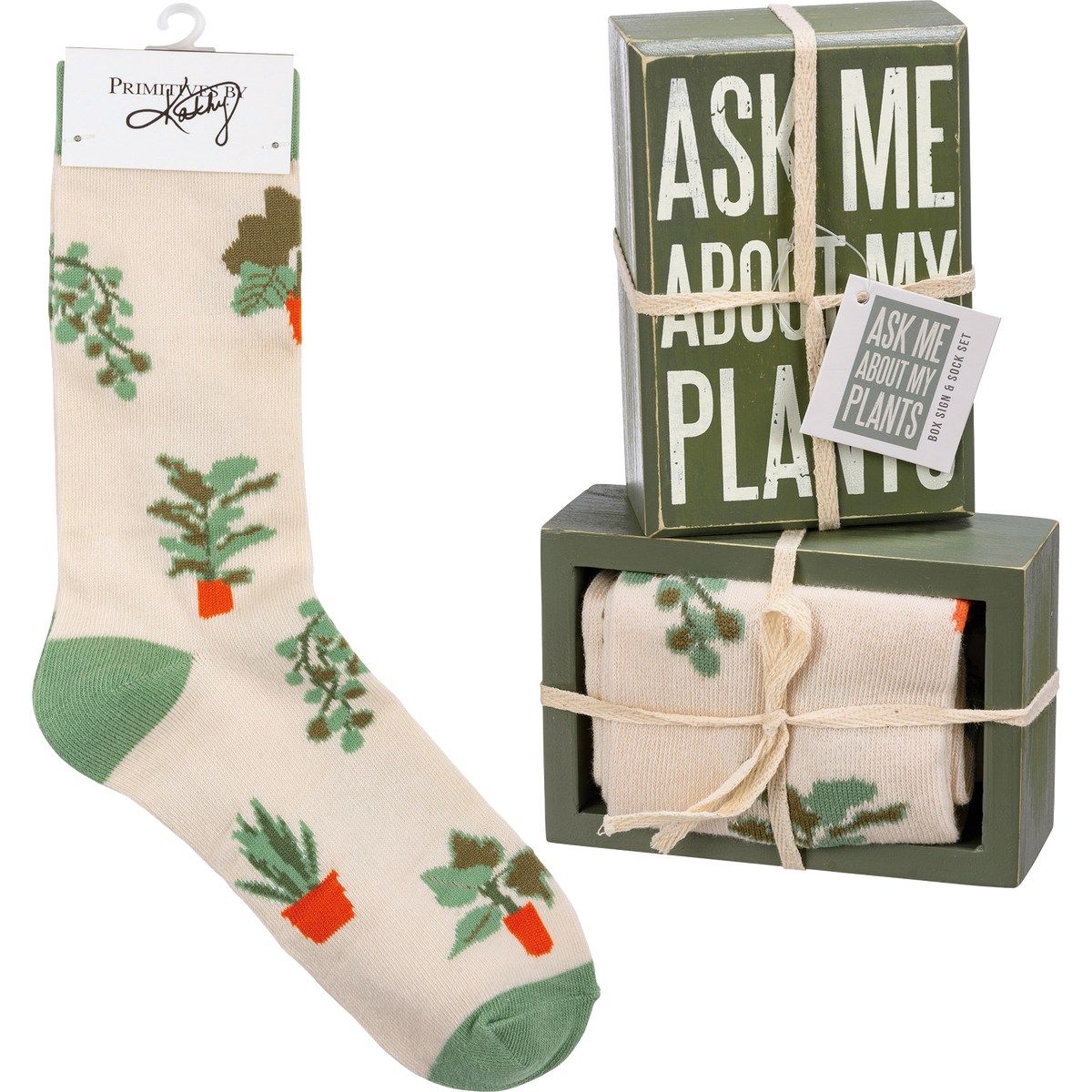 Box Sign &amp; Sock Set - Ask Me About My Plants