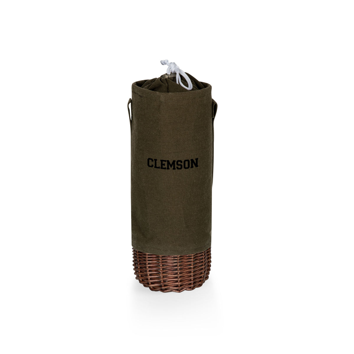 Clemson Tigers - Malbec Insulated Canvas and Willow Wine Bottle Basket, (Khaki Green with Beige Accents) | Online Exclusive