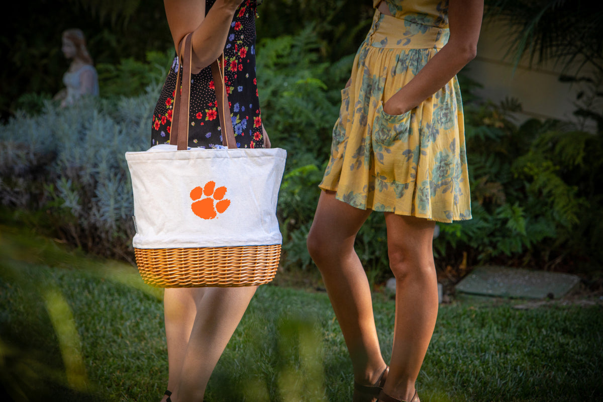 Clemson Tigers - Coronado Canvas and Willow Basket Tote, (Beige Canvas) | Online Exclusive