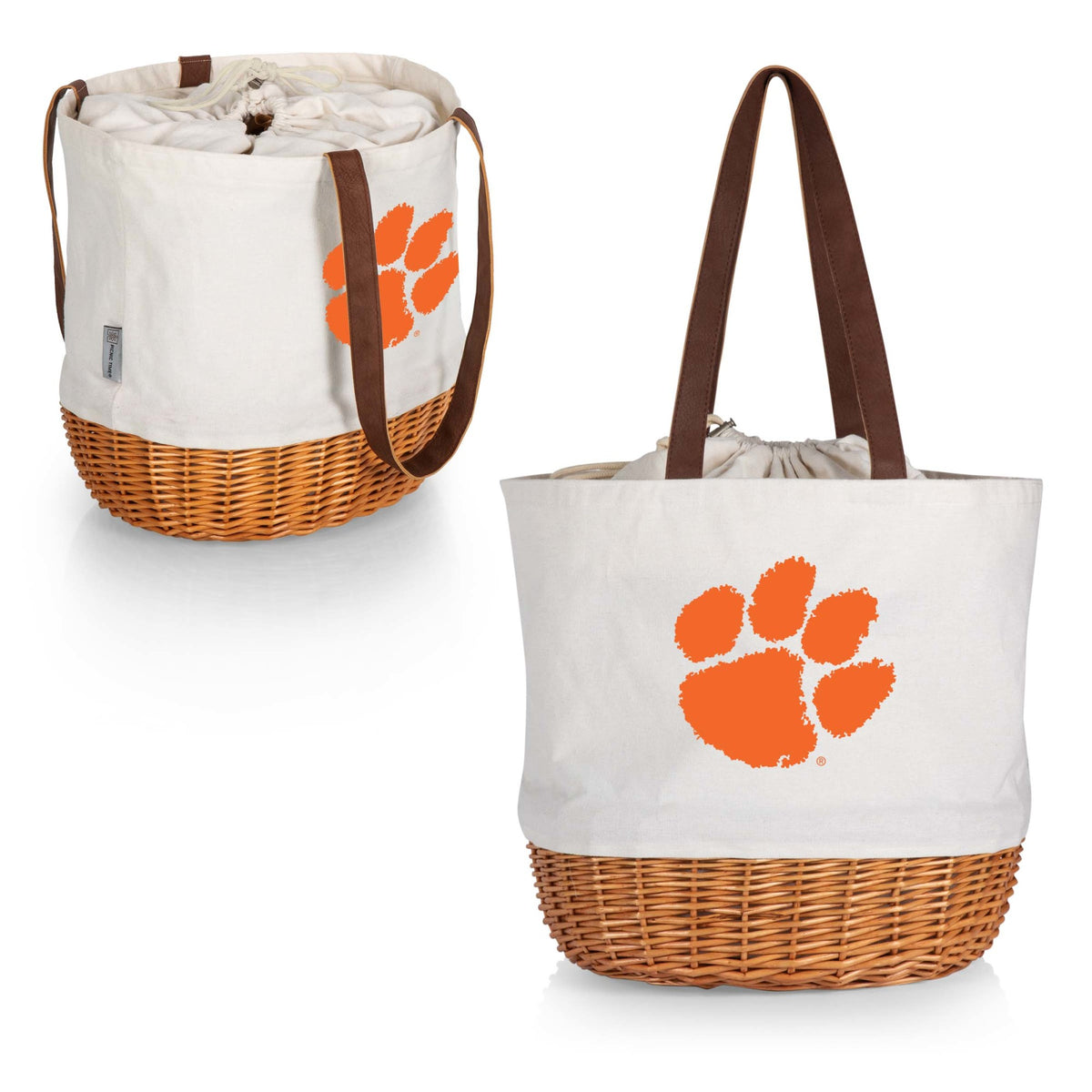 Clemson Tigers - Coronado Canvas and Willow Basket Tote, (Beige Canvas) | Online Exclusive