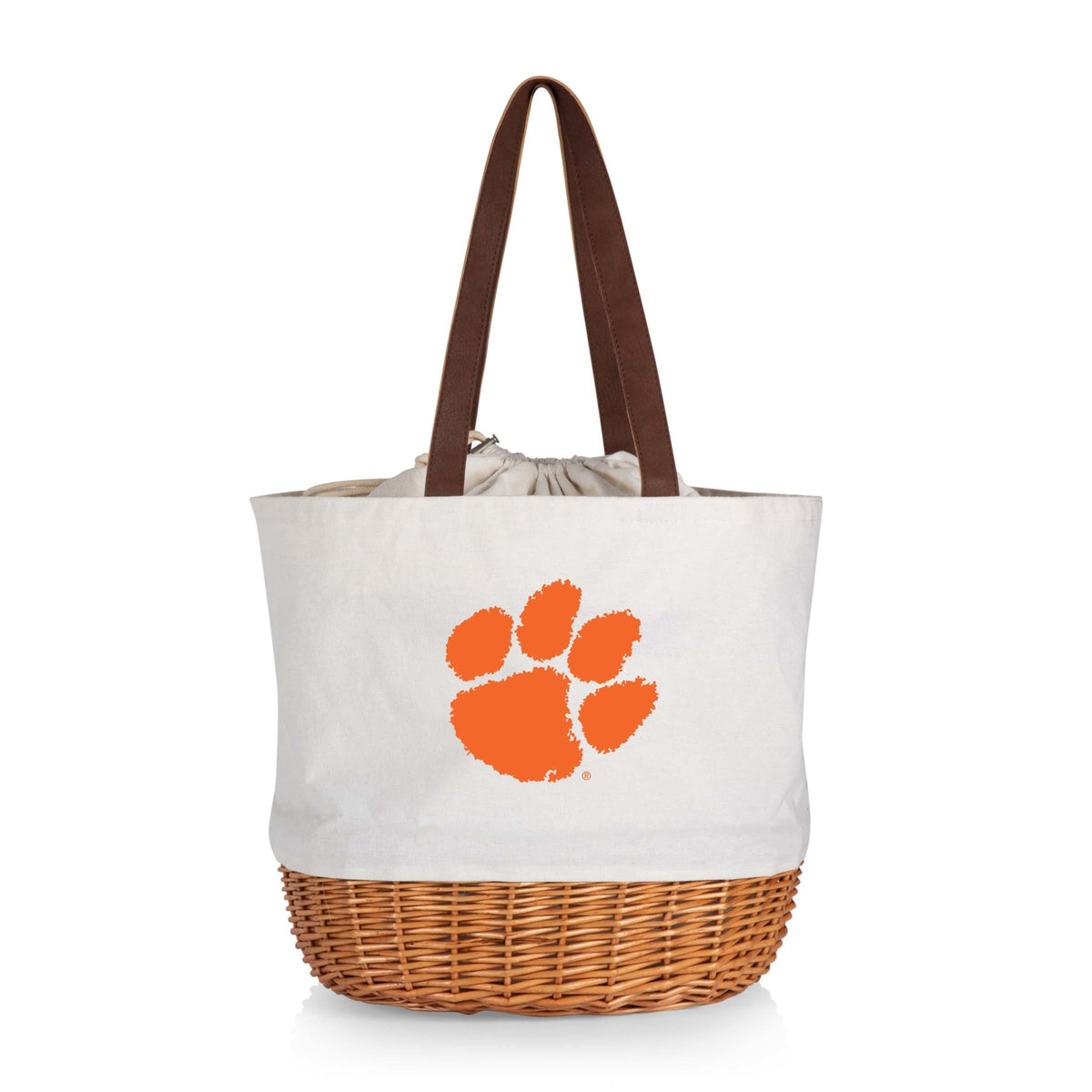 Clemson Tigers - Coronado Canvas and Willow Basket Tote, (Beige Canvas) | Online Exclusive