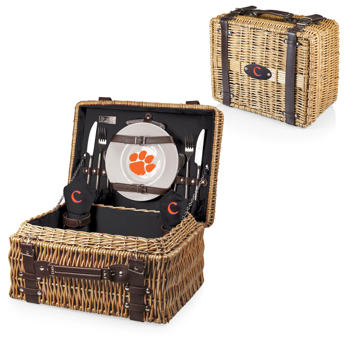 Clemson Tigers - Champion Picnic Basket, (Black with Brown Accents) | Online Exclusive