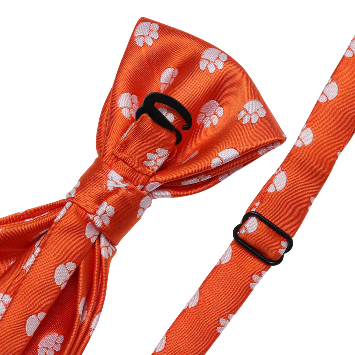 Woven Pre Tied Bow Tie - Orange With White Paws Adjustable 11 - 19&#39;&#39;