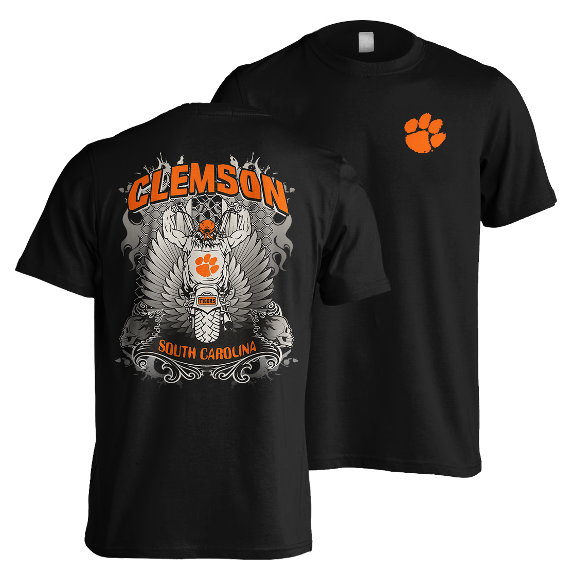 Clemson Biker Orange Paw Tee | MRK Exclusive