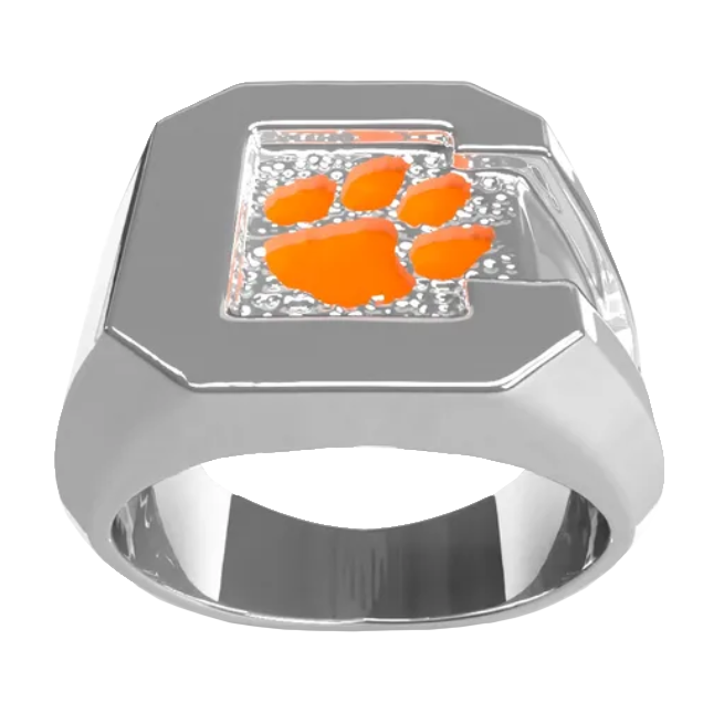 Mens Orange and Silver Paw Ring