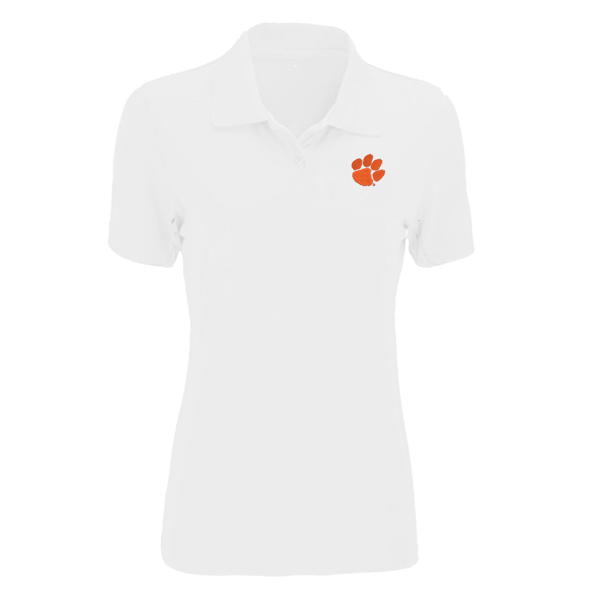 Clemson Vansport Omega Solid Mesh Tech Women&#39;s Polo with Paw