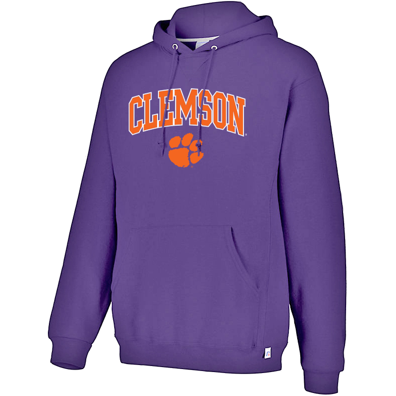 Clemson Orange and White Arch and Paw Hoodie - Purple