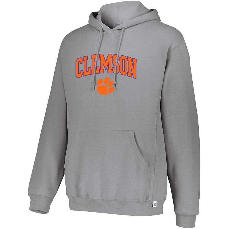 Clemson Orange and Purple Arch and Paw Hoodie - Russell Athletic Heather