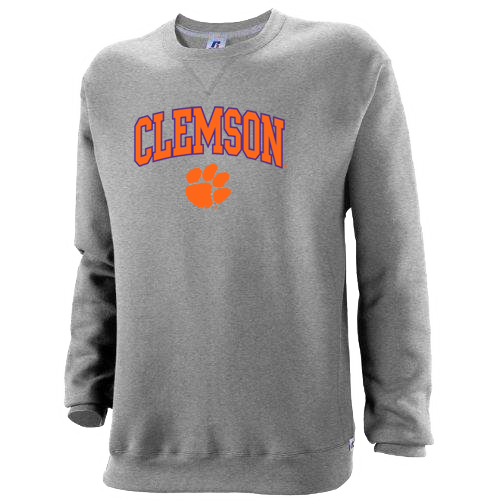 Clemson Orange and Purple Arch and Paw Crew - Light Oxford