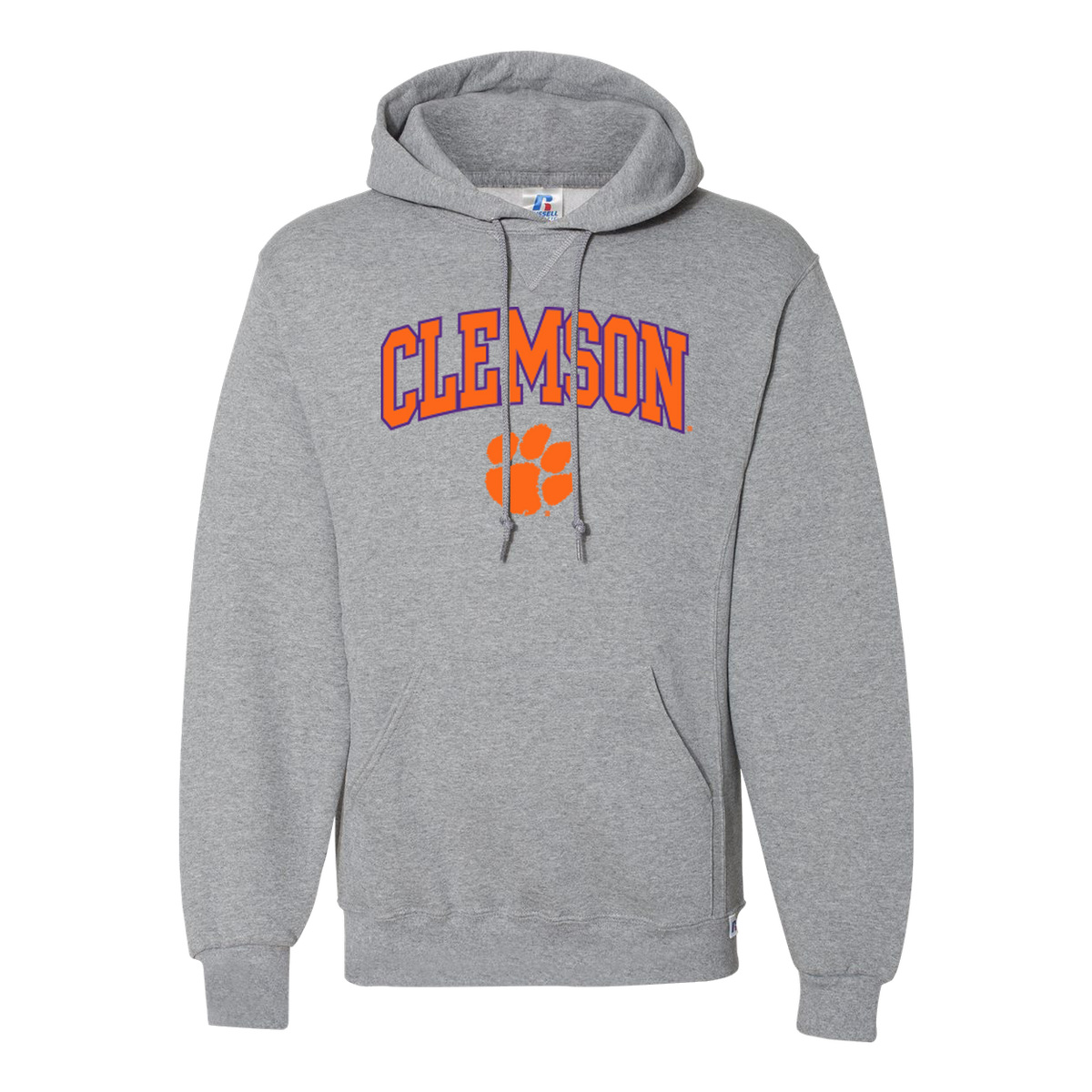 Clemson Orange and Purple Arch and Paw Hoodie - Heather Grey