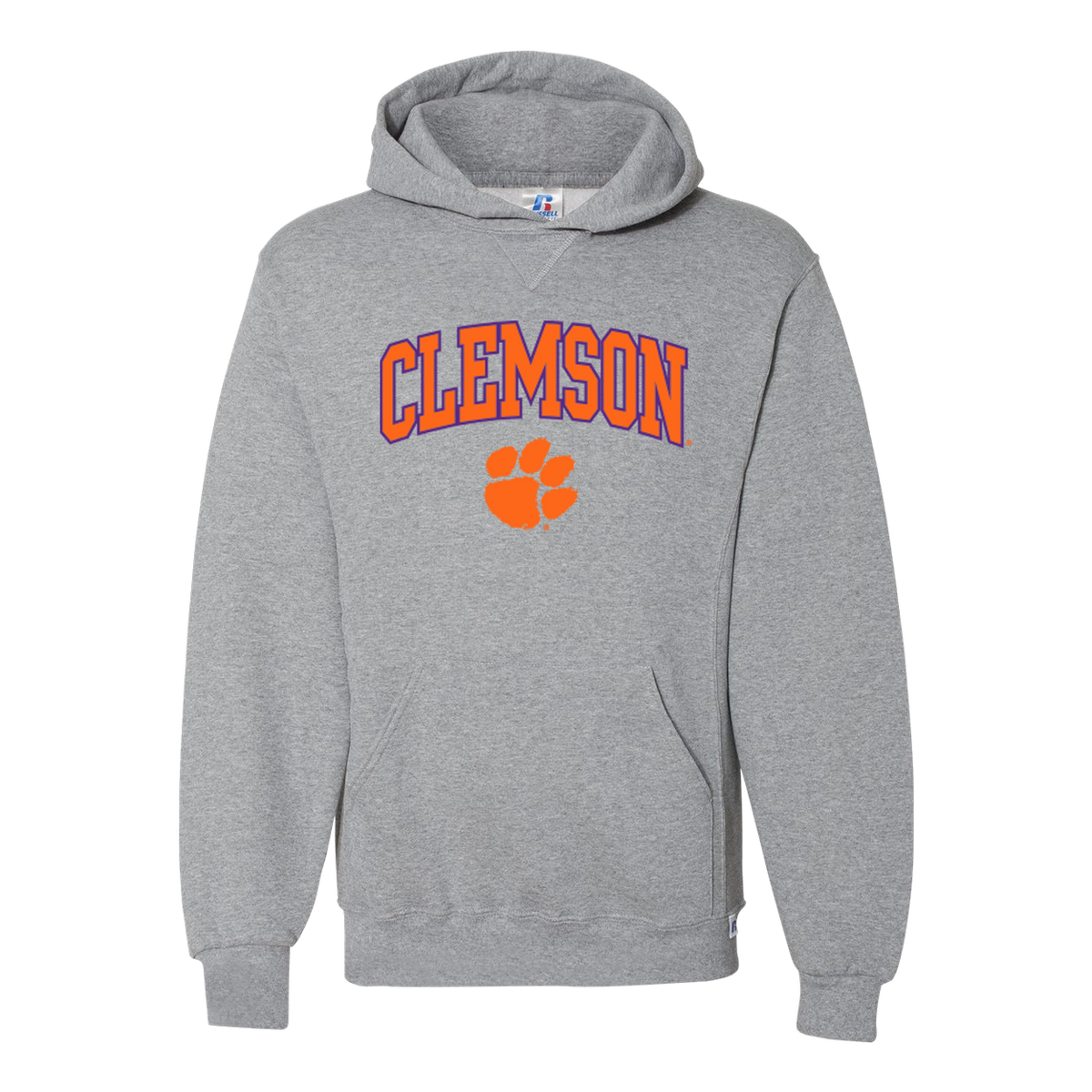 Clemson Orange and Purple Arch and Paw Hoodie | Youth - Oxford Grey