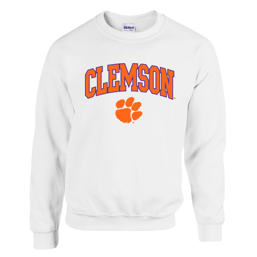Clemson Orange and Purple Arch and Paw Crew | Toddler - White