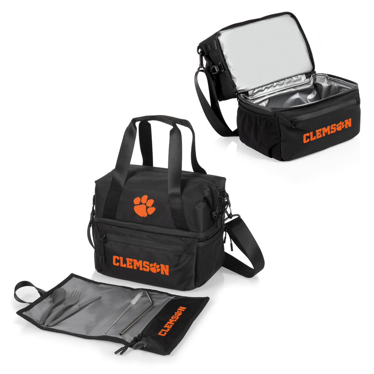 Clemson Tigers - Tarana Lunch Bag Cooler with Utensils, (Carbon Black) | Online Exclusive