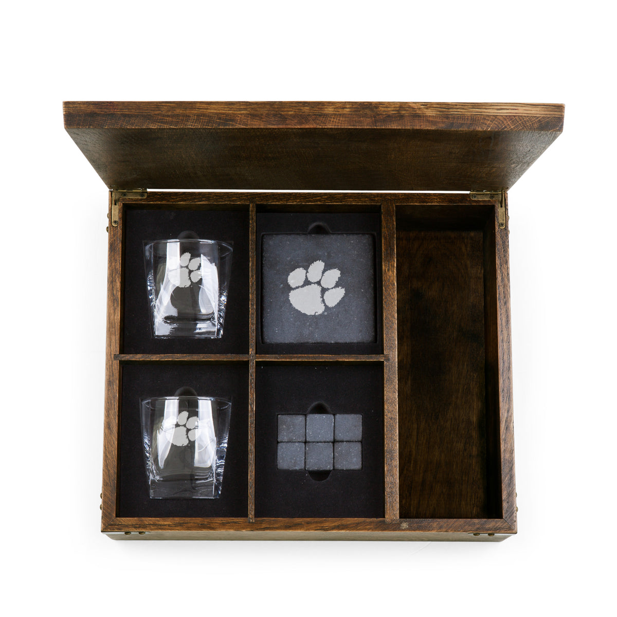 Clemson Tigers - Whiskey Box Gift Set, (Oak Wood) | Online Exclusive