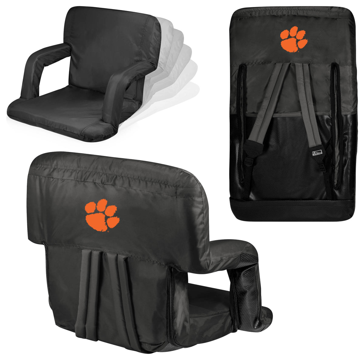 Clemson Tigers - Ventura Portable Reclining Stadium Seat, (Black) | Online Exclusive