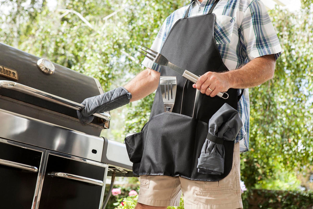 Clemson Tigers - BBQ Apron Tote Pro Grill Set, (Black with Gray Accents) | Online Exclusive