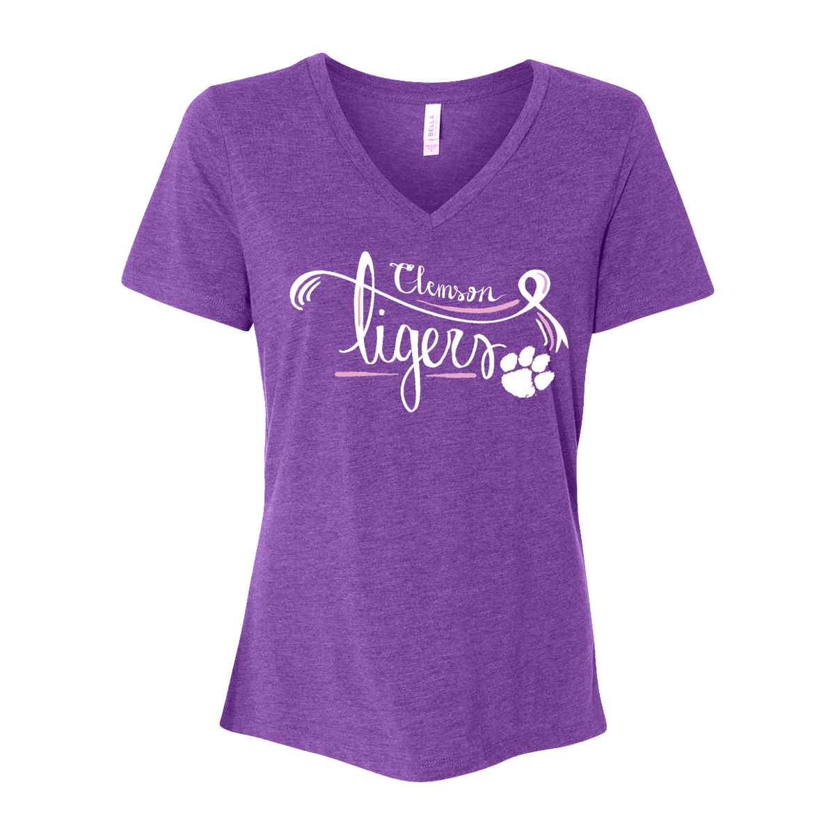 Clemson Tigers Relaxed V-Neck | Ladies Fit - Purple Triblend