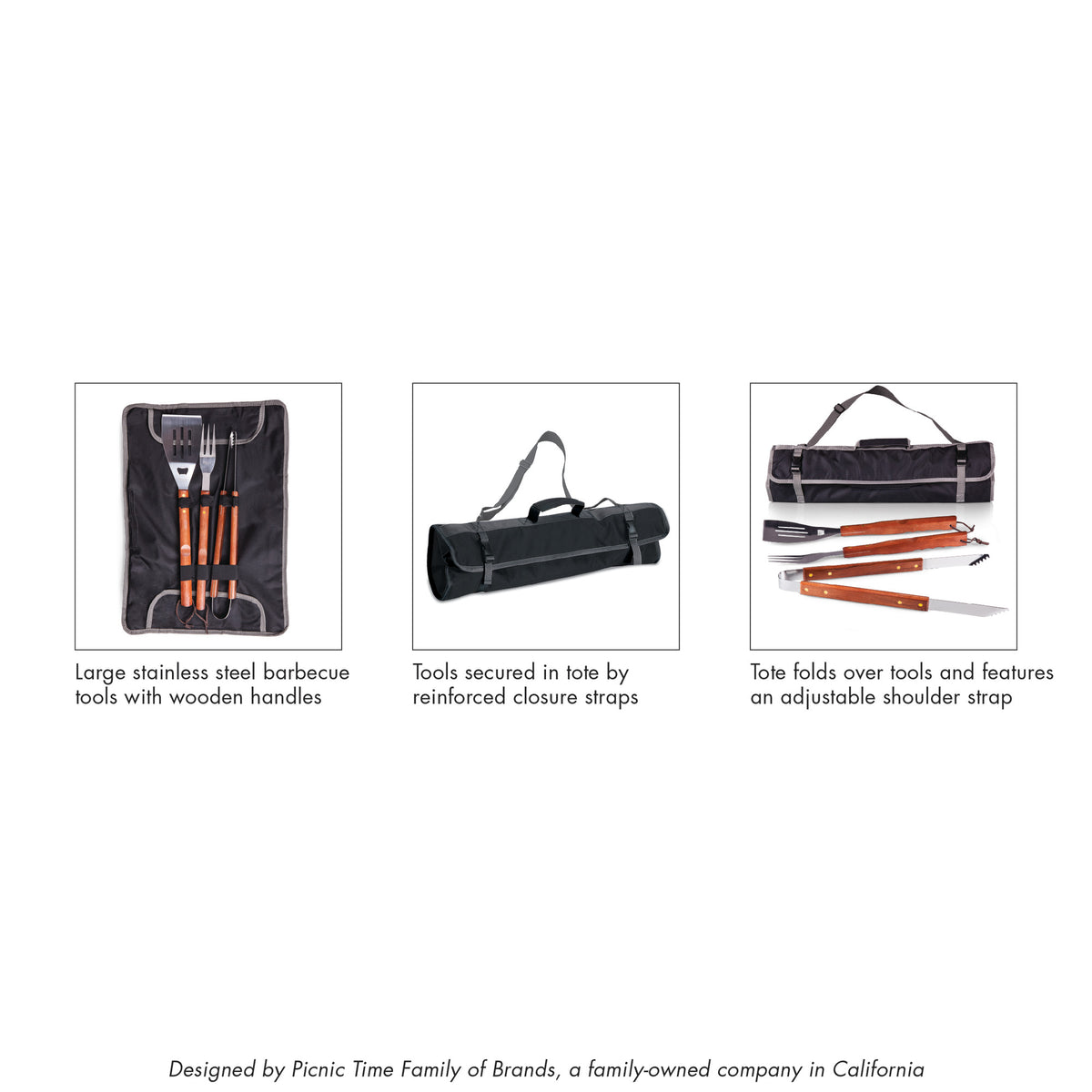 Clemson Tigers - 3-Piece BBQ Tote &amp; Grill Set, (Black with Gray Accents) | Online Exclusive