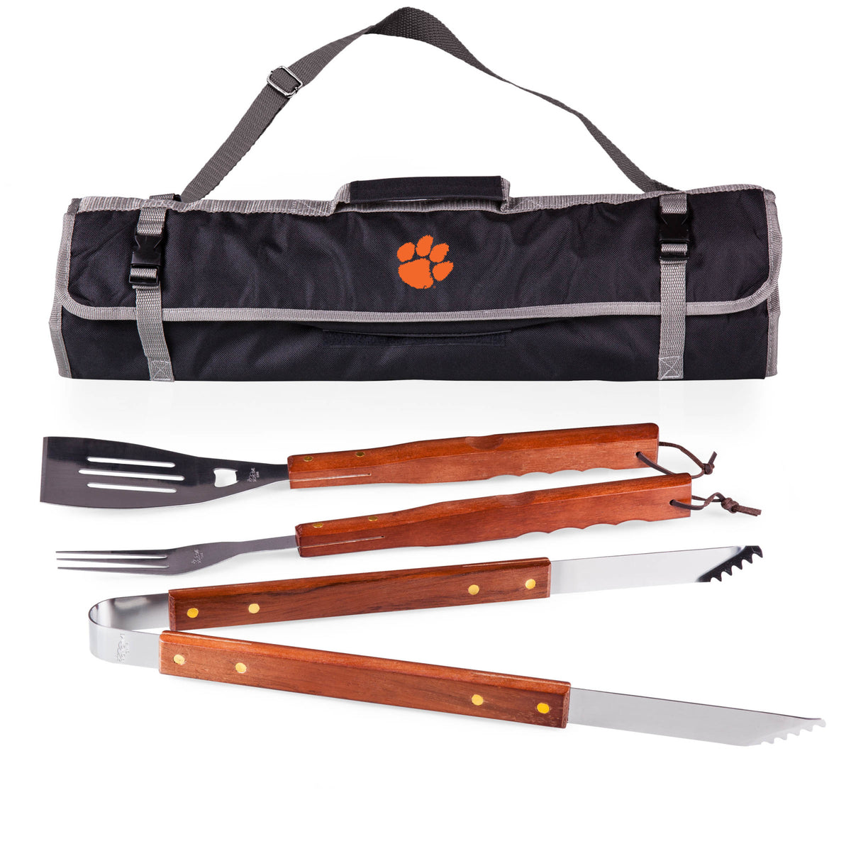 Clemson Tigers - 3-Piece BBQ Tote &amp; Grill Set, (Black with Gray Accents) | Online Exclusive