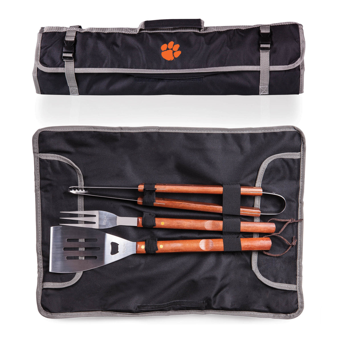 Clemson Tigers - 3-Piece BBQ Tote &amp; Grill Set, (Black with Gray Accents) | Online Exclusive