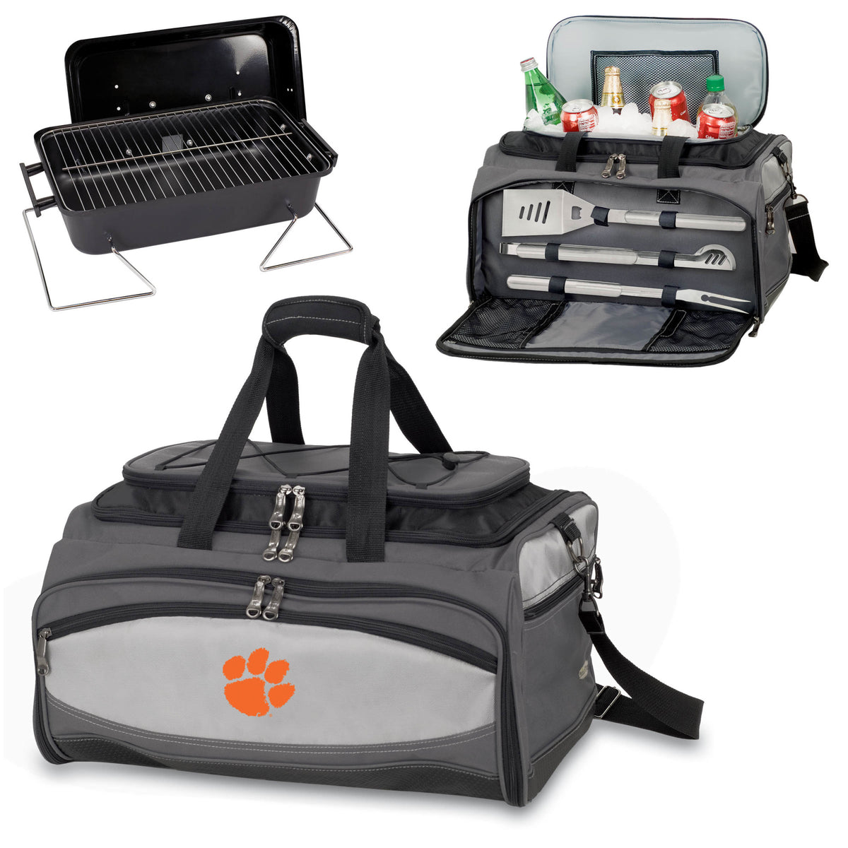 Clemson Tigers - Buccaneer Portable Charcoal Grill &amp; Cooler Tote, (Black with Gray Accents) | Online Exclusive