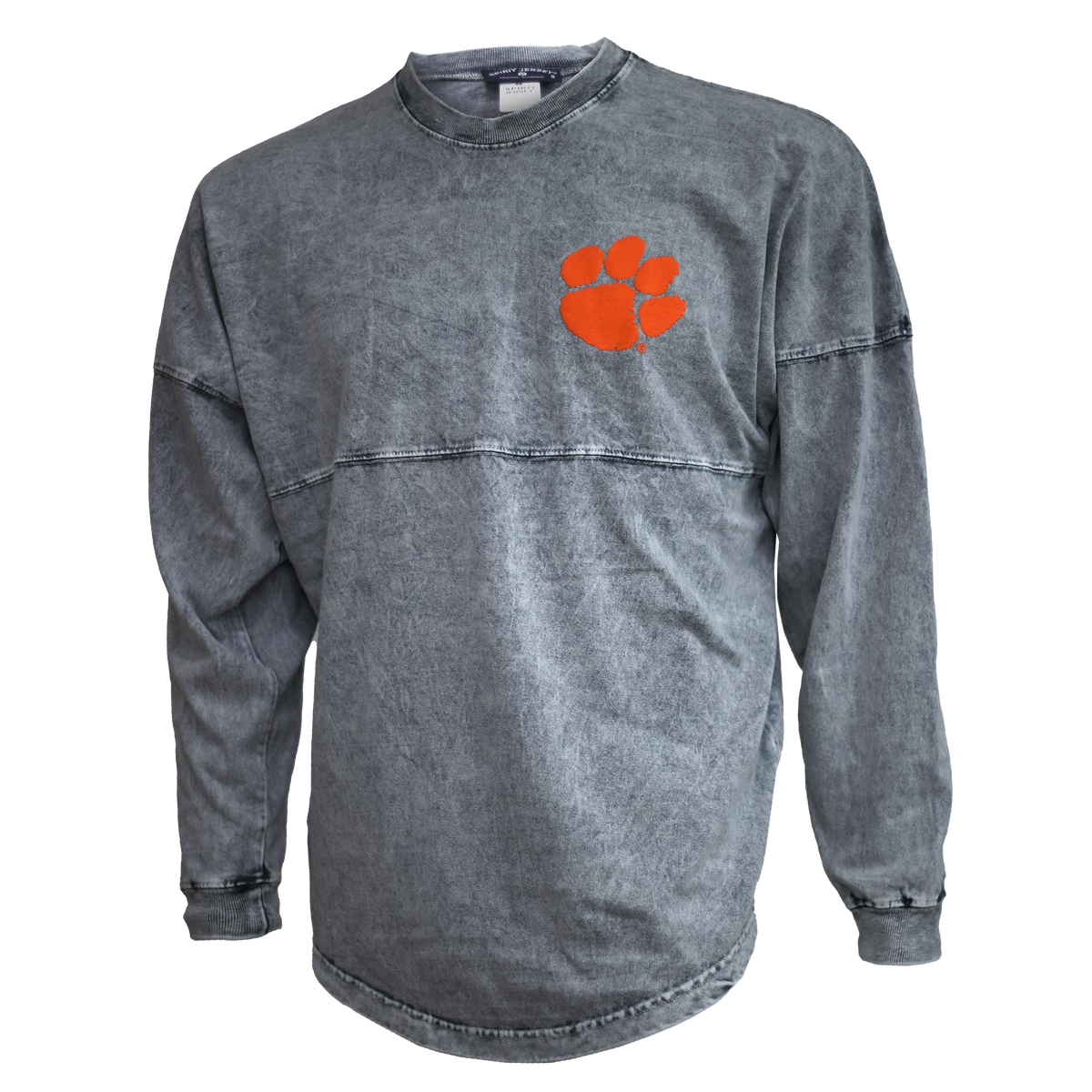Clemson Tigers Arched Mineral Wash Crew Neck Spirit Jersey with Paw