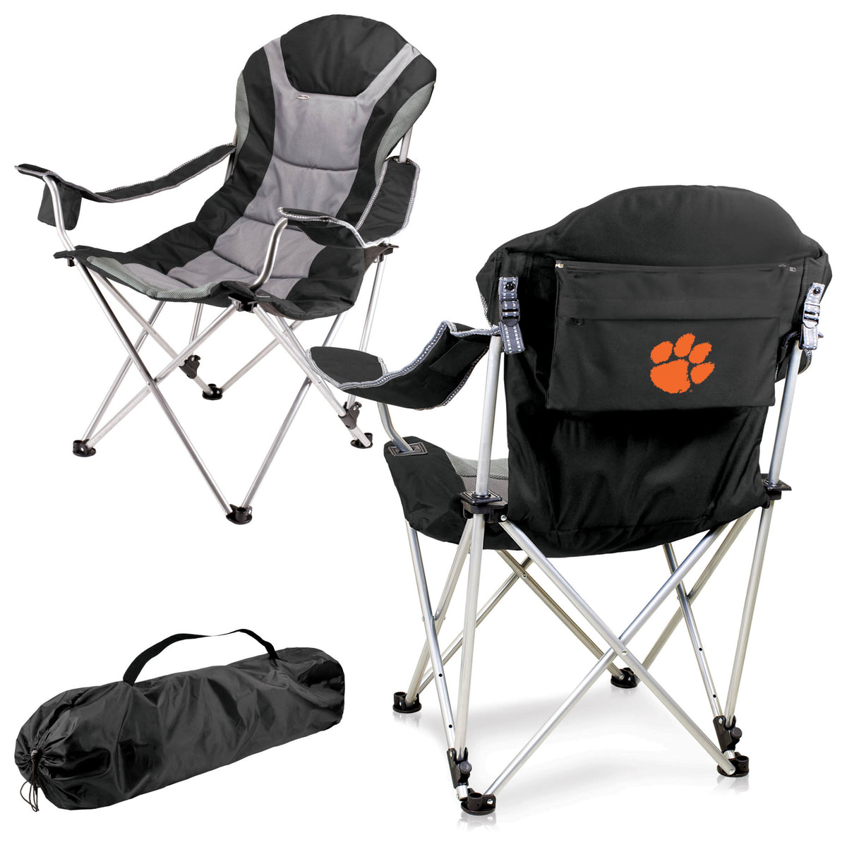 Clemson Tigers - Reclining Camp Chair, (Black with Gray Accents) | Online Exclusive